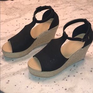 Black Wedges, Size 9- never worn